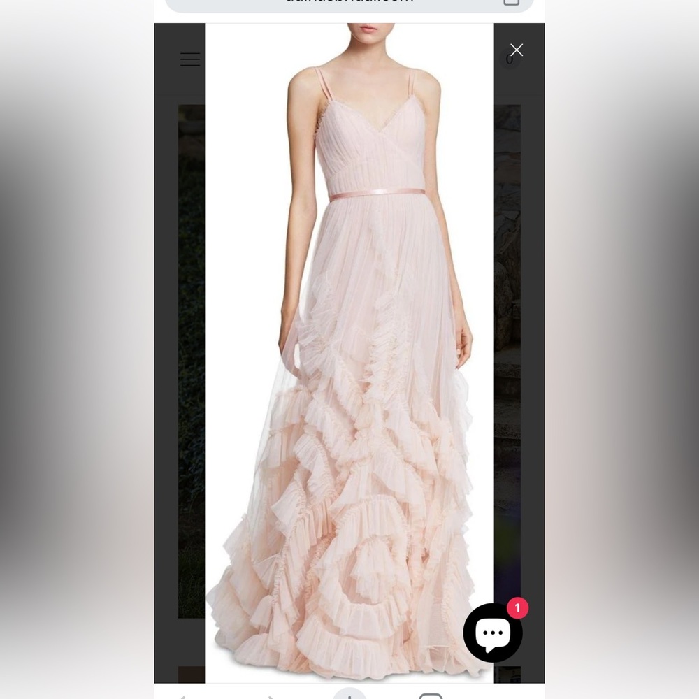 Marchesa Notte Blush Ruffle Gown- Size Women’s US 2